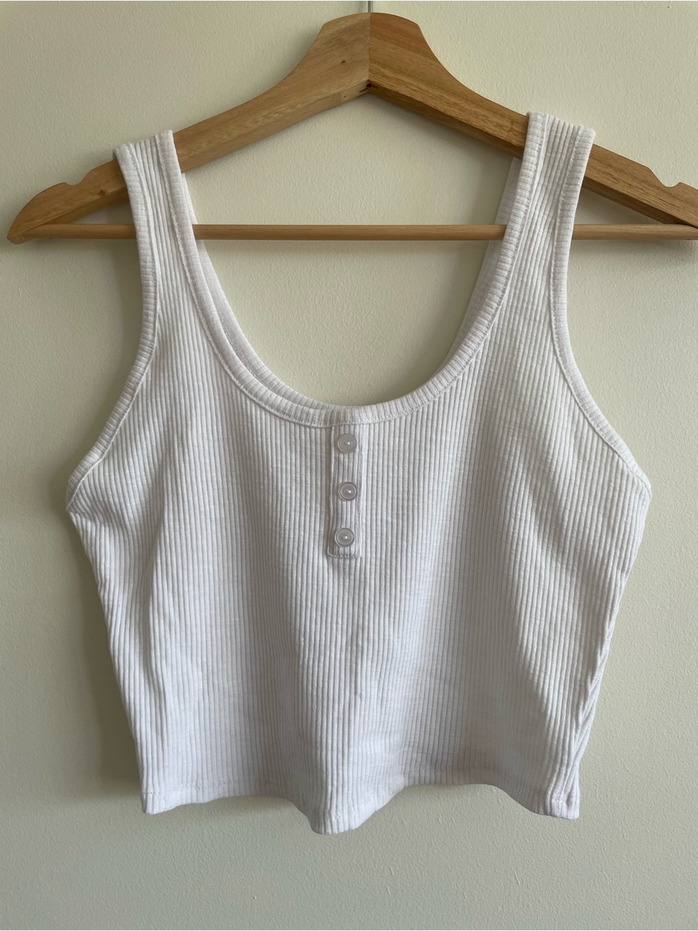 envy White Ribbed Tank with Button-Front